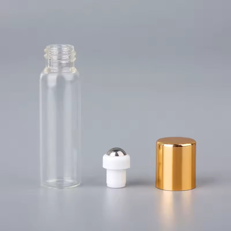 Glazen rollerflesjes met RVS rollerbal – 5 ml – Set van 10