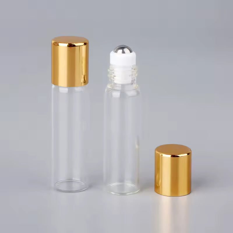 Glazen rollerflesjes met RVS rollerbal – 5 ml – Set van 10