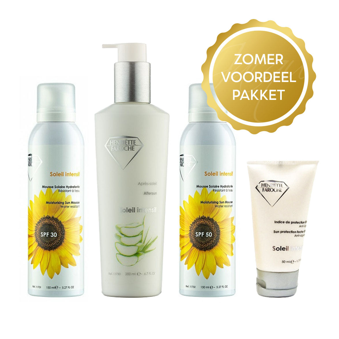Henriëtte Faroche – Complete Vakantiebundel – SPF50 Gezicht, SPF30 Body, SPF50 Body & After Sun
