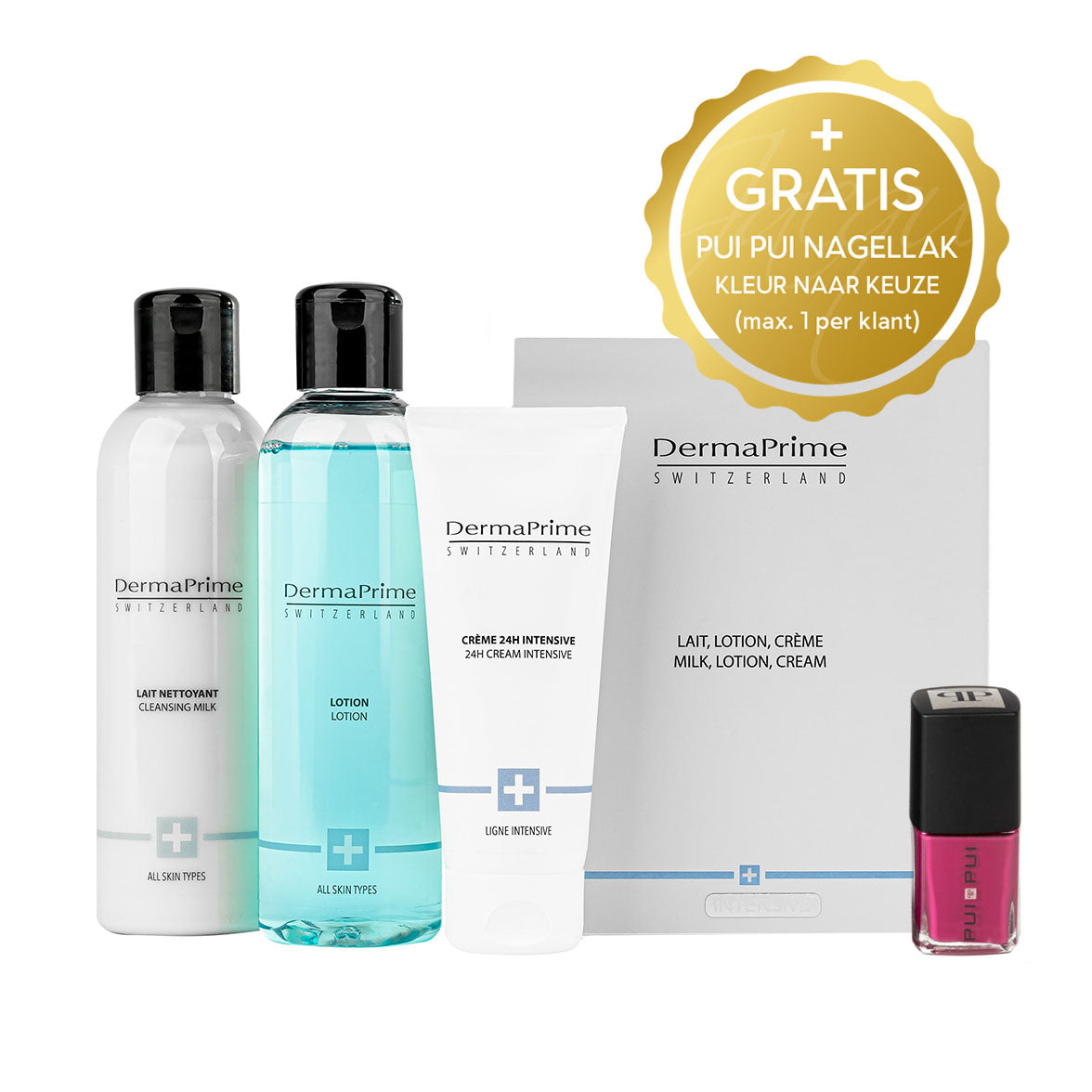 DermaPrime Cleansing Box Intensive – Rijpere & droge huid – 3 items + gratis nagellak