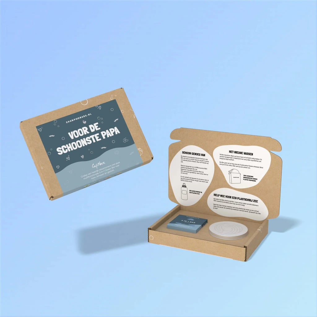 Giftbox ShampooBars - Voor de schoonste papa - 3-in-1 bar & reisblik