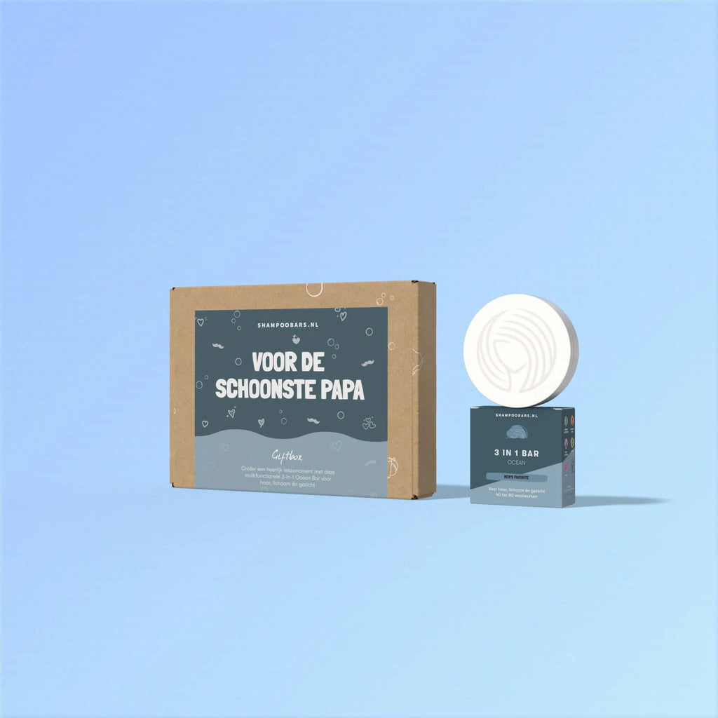 Giftbox ShampooBars - Voor de schoonste papa - 3-in-1 bar & reisblik