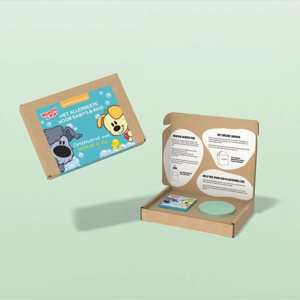 Giftbox ShampooBars Woezel & Pip – 3-in-1 bar + reisblik