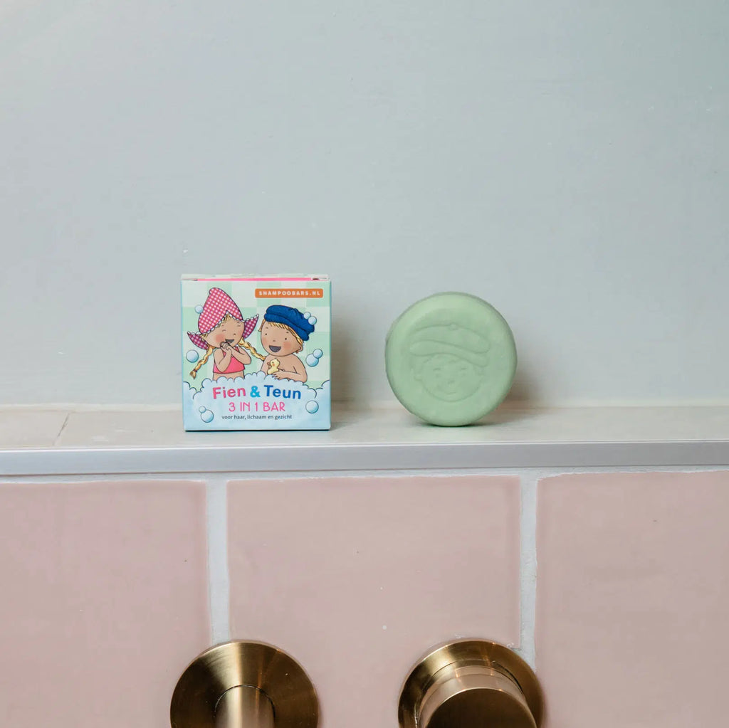 Giftbox ShampooBars Fien & Teun – 3-in-1 bar + reisblik